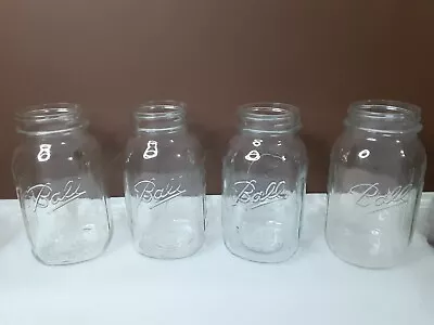 Lot Of 4 Vintage Ball Clear Glass Genuine Quart Mason Jars • $16