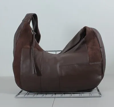 Crown Vintage Shoulder Bag Clayr Leather Hobo Hipster Boho Dark Brown • $51.99