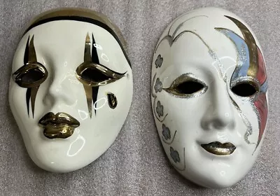 Two Mardi Gras Masks  The Left Can Be Worn But Need Ribbons  The Right Is A Wall • $22