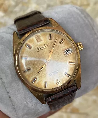 Ardath Vintage Automatic Watch 36mm Men's Gents 25 Jewels Super Rare Gold 1950's • $424.15