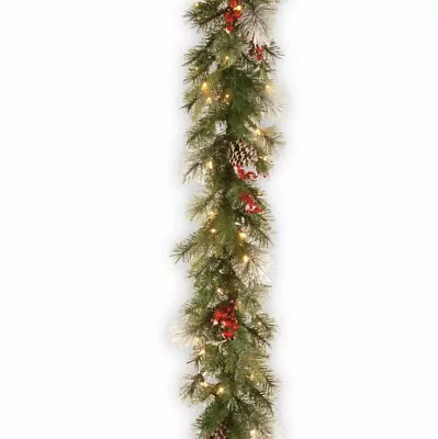 Sand And Stable 9' Berry Pre-Lit Garland With 70 Clear/White Lights • $41.86