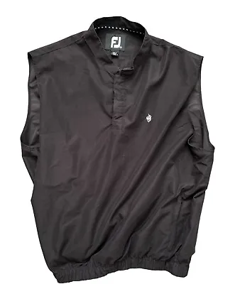 FootJoy Windbreaker Vest Men's XL Black Sleeveless Snap Button Jacket Golf • $22.49