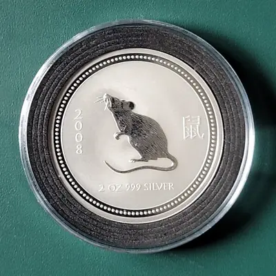 2007 2008 Australia Coin Year Of Mouse / Rat 2 Oz ( Two Ounce ) 999 SILVER • $235.49