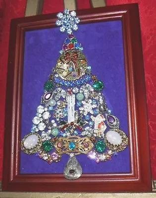 Vintage Jewelry Christmas Tree Framed And Signed • $46.99