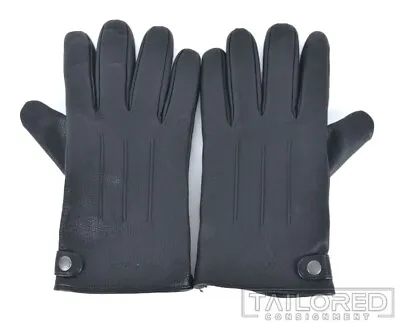 COACH Solid Black GOAT LEATHER Cashmere Wool Lined Mens Luxury Gloves - XL • $67.50