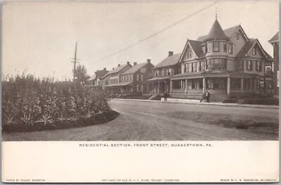 QUAKERTOWN PA Postcard  Residential Section FRONT STREET  Railway Station View • $6