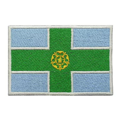 £2.09 • Buy Derbyshire County Flag Patch Iron On Patch Sew On Embroidered Patch