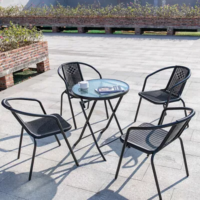 2/4 Seater Garden Patio Furniture Set Table Chairs Outdoor Indoor Rattan Bistro • £39.95