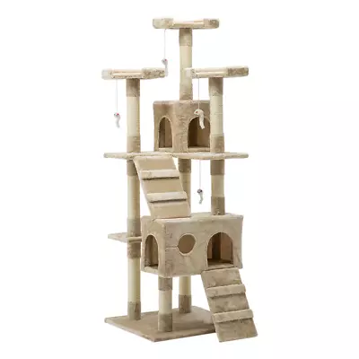 I.Pet Cat Tree 180cm Tower Scratching Post Scratcher Wood Condo House Toys Beige • $104.95