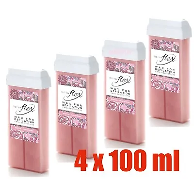 Italwax 4 X 100ml Rose  Hair Removal Liposoluble Warm Wax Cartridge Roll On • £15.95