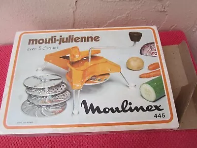 Vintage Moulinex Mouli-Julienne Food Processor 445 Grater Shredder 4 Discs Box • $19.99