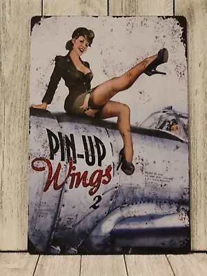 Sexy Pinup Girl Poster Tin Sign Vintage Look American Bombshell USAF Airforce XZ • $10.97