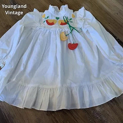 Vintage Young Land Youngland White Girls White Floral Dress Size 4 4T • $15