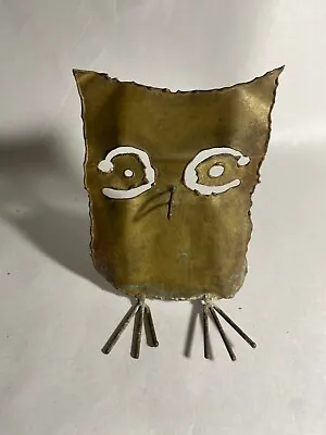 Vintage Metal Owl Art Sculpture 5  Tall Standing Owl Handmade • $19