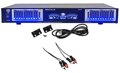 Rockville REQ20 19  Pro Rack Mount Dual 10-Band Graphic Equalizer EQ+VU Meters • $69.95