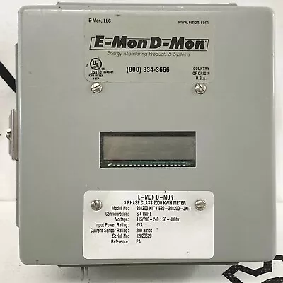 E-Mon D-Mon 208200 KIT / E20-208200-JKIT 3 Phase Class 2000 KWH Meter 200A USA • $521.55