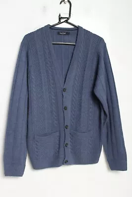 James Pringle Mens Cable Knit Cardigan - Blue - Size Large L (F12)  • $9.85