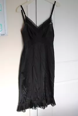 Vintage Black Michelene Full Slip Size 34  Nylon 60's Or 70's Petticoat Lingerie • $19.99