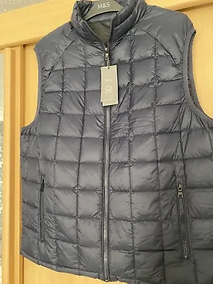 M&S Mens Gilet Stormwear Padded Size L (41-43 ) Brand New Navy • £19.50