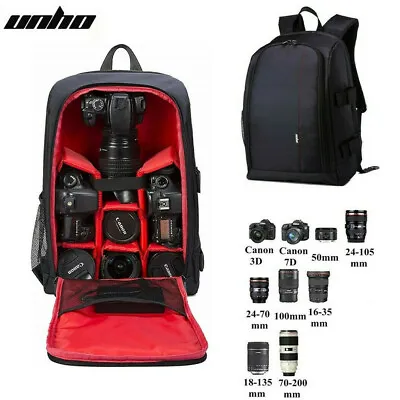 Pro Waterproof Large Camera Backpack Bag Soft Padded Case Laptop Organizer Bag • £24.91