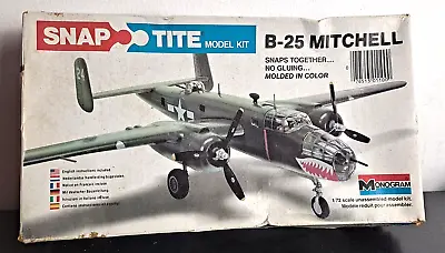 1978 Monogram B-25 Mitchell Snap Tite Model Kit Airplane1/72 Scale NEW • $32