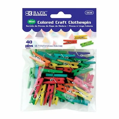 40 Pcs Mini Assorted Colors Clothes Pins Art Craft Decor Photo Hanging Clips • $6.04