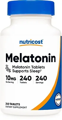 Nutricost Melatonin 10mg 240 Tablets - 10mg Per Serving Non-GMO Gluten Free • $10