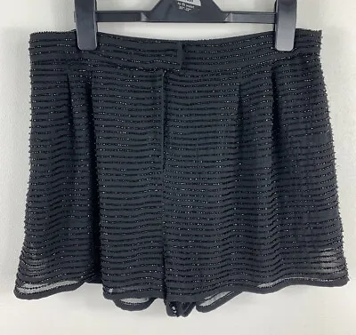 £14.99 • Buy Topshop Petite Black Sparkly Embellished Beaded High Waist Shorts, Size 10 12 P