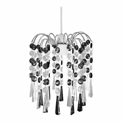 Chandelier Style Modern Ceiling Light Shade Droplet Pendant Acrylic Crystal Bead • £11.99