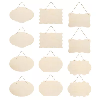 Unfinished Wood Sign 12 Pack Wood Crafts Blank Wood Slices Hanging Style 2 • $33.46