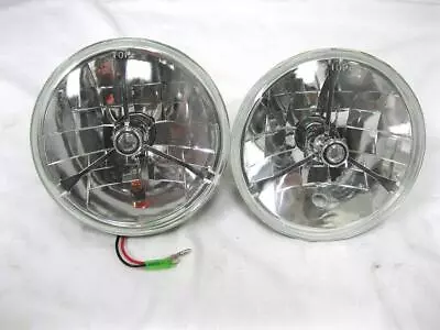 7  Clear Dot Tri Bar Head Light Headlights W/ Turn Signal Street Rod H4 Bulbs • $49.87