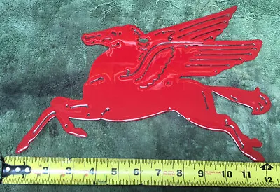 12 Inch MOBIL MOBILGAS FLYING RED PEGASUS HORSE METAL Home Made GASOLINE SIGN! • $29.99