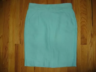 J.CREW The Pencil Skirt Women's Sz 4 Mint Green Cotton W/ Pockets Style # 37145 • $14.99