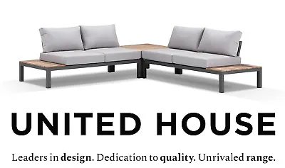 $1990 • Buy Outdoor Aluminium Modular Corner Lounge Teak Timber Table Grey Furniture Setting