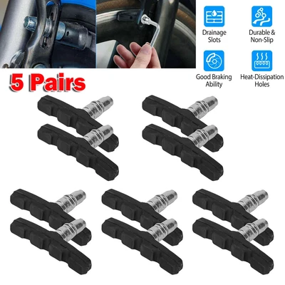 $7.59 • Buy 5 Pairs High Grade Cycling Bicycle Bike V Brake Pads 70mm Shoes Pads Black