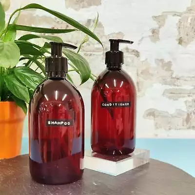 £10 • Buy Zero Waste Personalised Reusable 500ml Refill Amber Pump Bottles - Boston Sirop