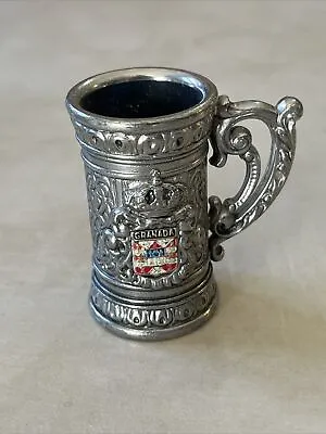 Vintage Miniature Tooled Pewter Beer Stein With Granada Crest • $13