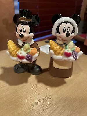 Disney Mickey And Minnie Thanksgiving Salt And Pepper Shakers Pilgrims • $30