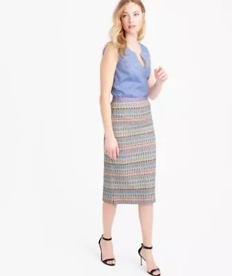 J Crew Collection Tweed Pencil Skirt 8 Neon Green Orange Purple • $35.99