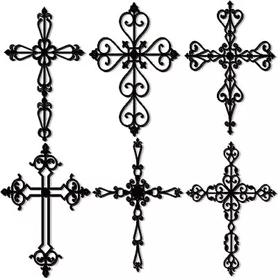 6 Pcs Wooden Wall Hanging Cross Religious Antique Cross Wall Decor Hand Carve... • $28.20