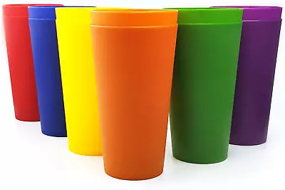 $24 • Buy 32-ounce Plastic Tumblers Large Drinking Glasses, Set Of 12 Multicolor 