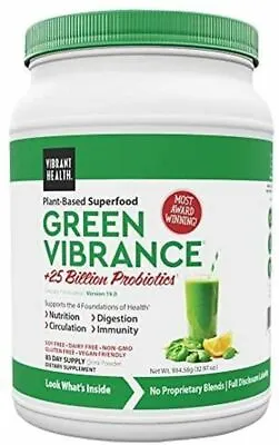 $125.45 • Buy Vibrant Health Green Vibrance Plant-Based Superfood Powder 25 Billion Probiotics