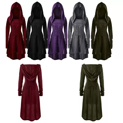 Vintage Gothic Style Dress Hooded Cross Bandage Pullover Slim Asymmetrical Party • $32.51