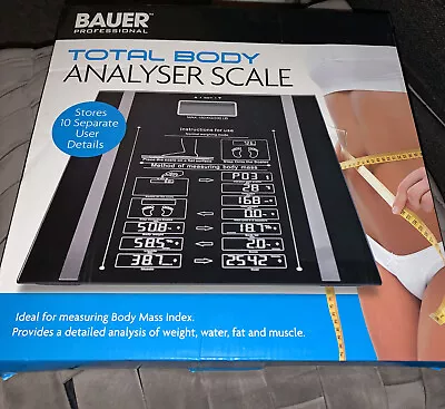 £10 • Buy BAUER 150Kg Digital Scale Body Fat Analyser BMI Healthy Weighing Weight Scale Bn