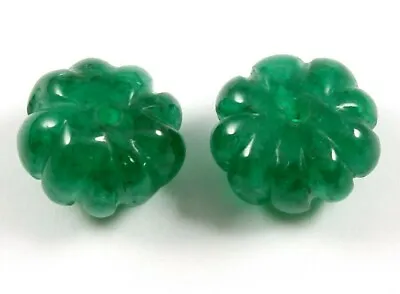 Natural Dyed Corrundom Zambian Emerald Curving Beads Loose Gemstone Pair 9.50 MM • $40