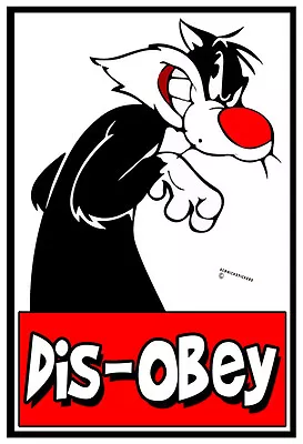 Dis-obey Sticker Funny Sylvester The Cat Disobey Sticker Lucky 13 Product • $9.72