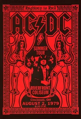 $19.95 • Buy AC/DC Riverfront Coliseum 13  X 19  Re-Print Music Concert Poster