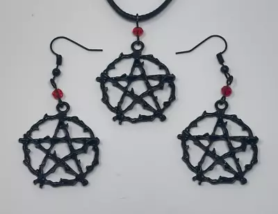 Pentagram Necklace Gothic Jewelry Pagan Dark Magic Occult Necklace Goth Earrings • $19.99