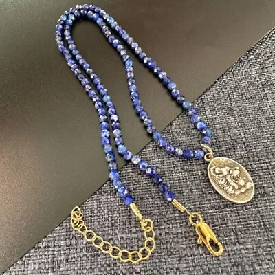 Original Lapis Lazuli Roaring Lion Love God Ancient Coin Necklace • $15