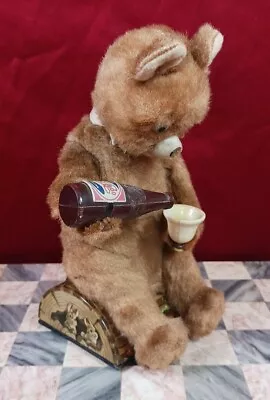 Vintage 1950's Alps Japan Mechanical Cola Drinking Brown Bear 10  Tall  • $0.99